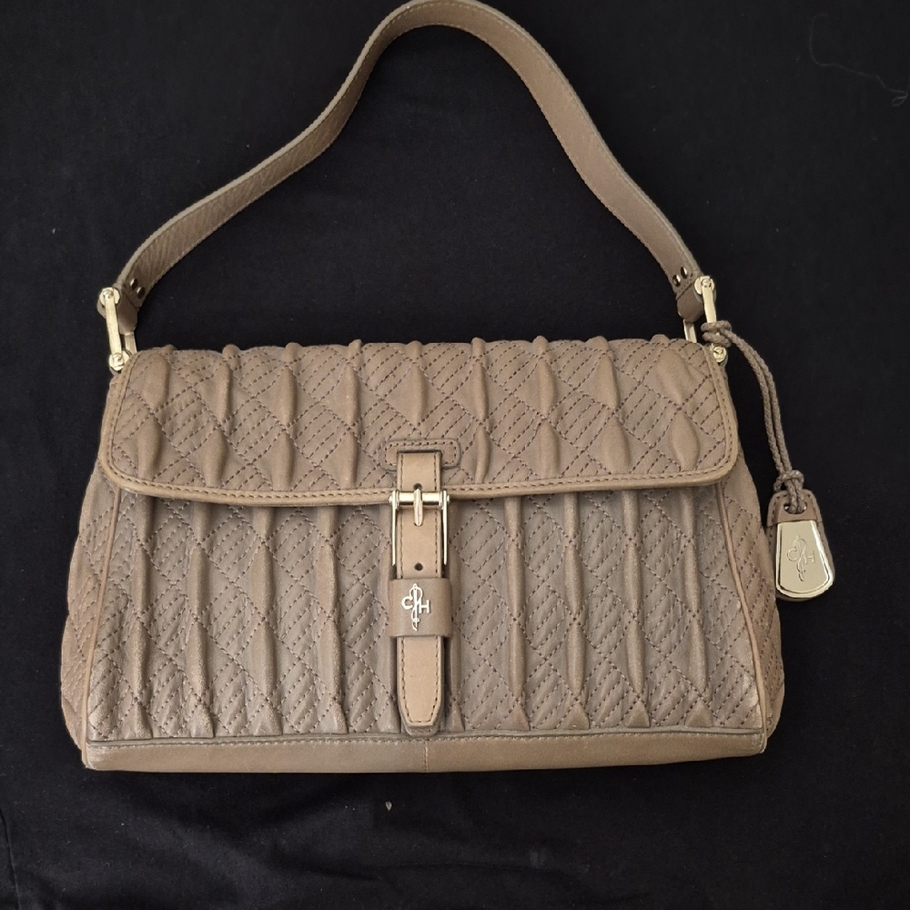 Cole Haan Quilted Tan Leather Shoulder Bag